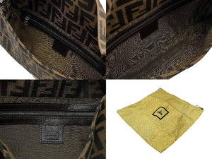 FENDI フェンディ マンマバケット ワンショルダーバッグ ズッカ柄 キャンバス レザー ブラウン シルバー金具 美品 中古 4b007622
