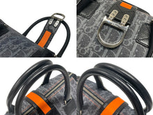Load image into Gallery viewer, 極美品 CHRISTIAN DIOR クリスチャンディオール トロッターライン ハンドバッグ 02-B0-1015 ネイビー オレンジ シルバー金具 中古 4b007623