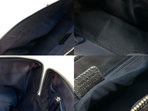 極美品 CHRISTIAN DIOR クリスチャンディオール トロッターライン ハンドバッグ 02-B0-1015 ネイビー オレンジ シルバー金具 中古 4b007623