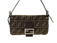 Load image into Gallery viewer, FENDI フェンディ マンマバケット ワンショルダーバッグ 26424 ズッカ柄 キャンバス レザー ブラウン シルバー金具 美品 中古 4b007626