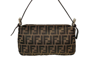 FENDI フェンディ マンマバケット ワンショルダーバッグ 26424 ズッカ柄 キャンバス レザー ブラウン シルバー金具 美品 中古 4b007626