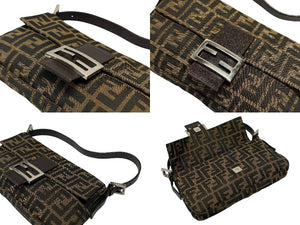 FENDI フェンディ マンマバケット ワンショルダーバッグ 26424 ズッカ柄 キャンバス レザー ブラウン シルバー金具 美品 中古 4b007626