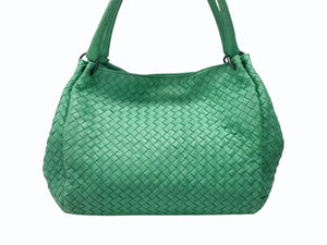 BOTTEGA VENETA ボッテガヴェネタ イントレチャート ショルダーバッグ WS14311 グリーン レザー スウェード 美品 中古 4b007628