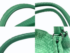 BOTTEGA VENETA ボッテガヴェネタ イントレチャート ショルダーバッグ WS14311 グリーン レザー スウェード 美品 中古 4b007628