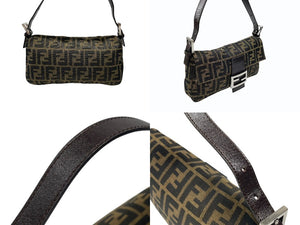 FENDI フェンディ マンマバケット ワンショルダーバッグ 26424 ズッカ柄 キャンバス レザー ブラウン シルバー金具 美品 中古 4b007629