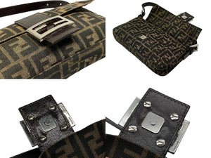 FENDI フェンディ マンマバケット ワンショルダーバッグ 26424 ズッカ柄 キャンバス レザー ブラウン シルバー金具 美品 中古 4b007629