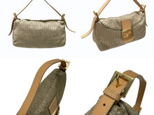 Load image into Gallery viewer, 極美品 FENDI フェンディ マンマバケット ズッカ柄 ワンショルダーバッグ キャンバス レザー ベージュ ゴールド金具 中古 4b007631
