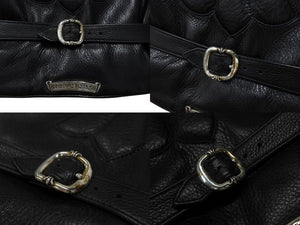 極美品 CHROME HEARTS クロムハーツ 6BTN ZIP FRNT VEST レザーベスト サイズM スペシャルオーダー オールドクロス FUCK YOU 中古 4b007635