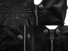 Load image into Gallery viewer, 極美品 CHROME HEARTS クロムハーツ 6BTN ZIP FRNT VEST レザーベスト サイズM スペシャルオーダー オールドクロス FUCK YOU 中古 4b007635