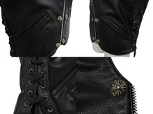 Load image into Gallery viewer, 極美品 CHROME HEARTS クロムハーツ 6BTN ZIP FRNT VEST レザーベスト サイズM スペシャルオーダー オールドクロス FUCK YOU 中古 4b007635