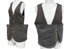 Load image into Gallery viewer, 極美品 CHROME HEARTS クロムハーツ CLASSIC 2B SUD VEST クラシック2Bスウェードベスト サイズS クロスボールボタン カーキ系 中古 4b007636