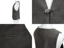 Load image into Gallery viewer, 極美品 CHROME HEARTS クロムハーツ CLASSIC 2B SUD VEST クラシック2Bスウェードベスト サイズS クロスボールボタン カーキ系 中古 4b007636