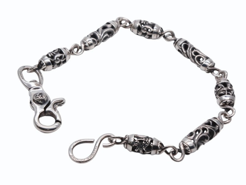 CHROME HEARTS クロムハーツ ケルティックローラーウォレットチェーン 1クリップ フローラルボール 7リンク 約164.9g 美品 中古 4b007639