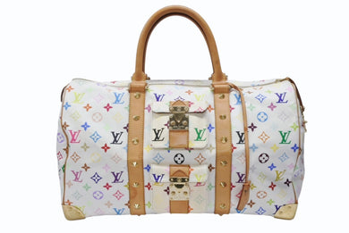 LOUIS VUITTON ルイヴィトン キーポル45 ボストンバッグ M92641 モノグラム マルチカラー ホワイト 村上隆 美品 中古 4b007645