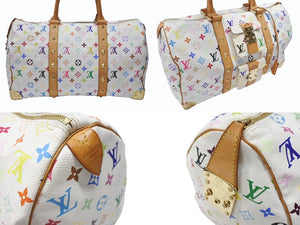 LOUIS VUITTON ルイヴィトン キーポル45 ボストンバッグ M92641 モノグラム マルチカラー ホワイト 村上隆 美品 中古 4b007645