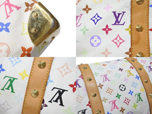 LOUIS VUITTON ルイヴィトン キーポル45 ボストンバッグ M92641 モノグラム マルチカラー ホワイト 村上隆 美品 中古 4b007645