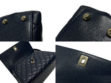 Load image into Gallery viewer, 新品同様 CHANEL シャネル トップハンドル フラップバッグ ランダム番台 2WAY ココマーク キャビアスキン ネイビー ゴールド金具 中古 4b007648