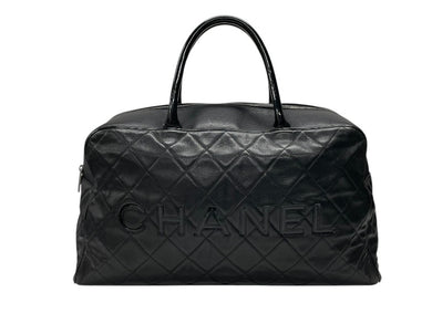 CHANEL シャネル ボストンバッグ ブラック キャビアスキン シリアルシール ギャランティカード 6番台 美品 中古 4b007649