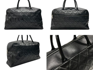CHANEL シャネル ボストンバッグ ブラック キャビアスキン シリアルシール ギャランティカード 6番台 美品 中古 4b007649