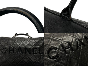 CHANEL シャネル ボストンバッグ ブラック キャビアスキン シリアルシール ギャランティカード 6番台 美品 中古 4b007649