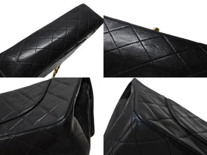 CHANEL シャネル マトラッセ25 Wフラップ Wチェーンショルダーバッグ 2番台 ラムスキン ココマーク ブラック ゴールド金具 美品 中古 4b007650