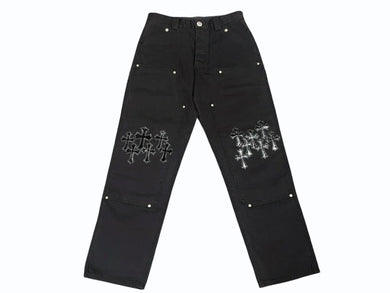 新品同様 CHROME HEARTS クロムハーツ CARPENTER DOUBLE KNEE カーペンター ダブルニーパンツ サイズ30 クロスボール セメタリー クロスパッチ 中古 4b007651