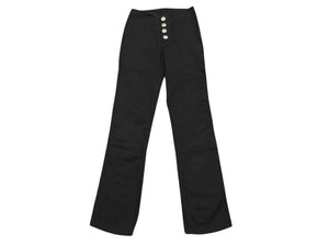 極美品 CHROME HEARTS クロムハーツ フレアニー ホースシューボタン パンツ ブラック コットン 25R 中古 4b007656