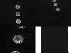 極美品 CHROME HEARTS クロムハーツ フレアニー ホースシューボタン パンツ ブラック コットン 25R 中古 4b007656