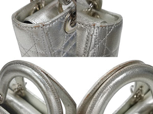 Christian Dior クリスチャンディオール Lady Dior レディディオール スモール 2WAYバッグ カナージュ シルバー シルバー金具 美品 中古 4b007657