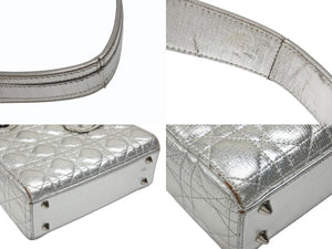 Christian Dior クリスチャンディオール Lady Dior レディディオール スモール 2WAYバッグ カナージュ シルバー シルバー金具 美品 中古 4b007657