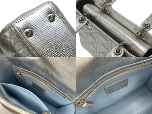 Christian Dior クリスチャンディオール Lady Dior レディディオール スモール 2WAYバッグ カナージュ シルバー シルバー金具 美品 中古 4b007657
