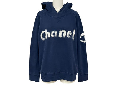 CHANEL シャネル 2013年 クリスマス限定 ノベルティ C63122K06167 ブルー コットン ラバープリント サイズM 美品 中古 4b007659