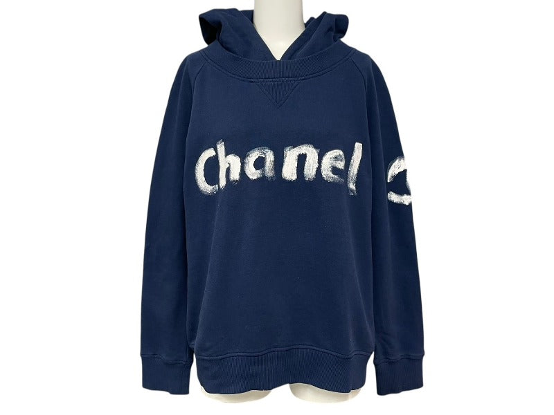 CHANEL シャネル 2013年 クリスマス限定 ノベルティ C63122K06167 ブルー コットン ラバープリント サイズM 美品 中古 4b007659
