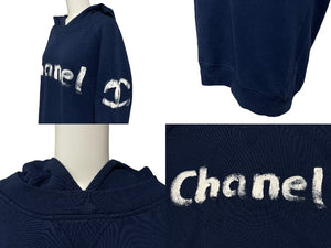 CHANEL シャネル 2013年 クリスマス限定 ノベルティ C63122K06167 ブルー コットン ラバープリント サイズM 美品 中古 4b007659