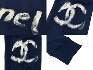 CHANEL シャネル 2013年 クリスマス限定 ノベルティ C63122K06167 ブルー コットン ラバープリント サイズM 美品 中古 4b007659