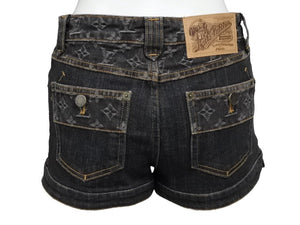 LOUIS VUITTON ルイヴィトン モノグラム ショートパンツ RW081W MPA08CF7 ダークネイビー コットン サイズ34 良品 中古 4b007660