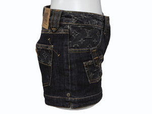 LOUIS VUITTON ルイヴィトン モノグラム ショートパンツ RW081W MPA08CF7 ダークネイビー コットン サイズ34 良品 中古 4b007660