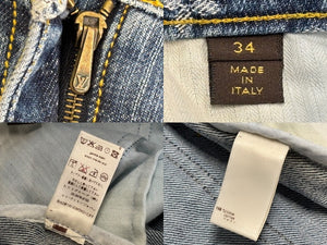 極美品 LOUIS VUITTON ルイヴィトン デニムスカート 08SS RW081W WMSK01 CF7 モノグラムデニム コットン ブルー ゴールド金具 中古 4b007661