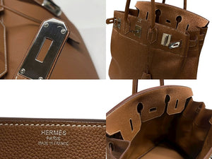 極美品 HERMES エルメス オータクロア40 ハンドバッグ ゴールド トゴ K刻印 2025年 シルバー金具 中古 4b007667