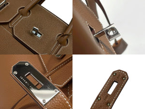 極美品 HERMES エルメス オータクロア40 ハンドバッグ ゴールド トゴ K刻印 2025年 シルバー金具 中古 4b007667