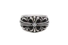 Load image into Gallery viewer, 極美品 CHROME HEARTS クロムハーツ FLRLCRS 1DIA フローラルクロス 1ダイヤリング 重量約17.6g サイズ17.5号 シルバー 中古 4b007678