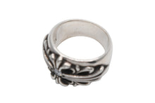 Load image into Gallery viewer, 極美品 CHROME HEARTS クロムハーツ FLRLCRS 1DIA フローラルクロス 1ダイヤリング 重量約17.6g サイズ17.5号 シルバー 中古 4b007678