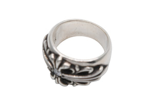 極美品 CHROME HEARTS クロムハーツ FLRLCRS 1DIA フローラルクロス 1ダイヤリング 重量約17.6g サイズ17.5号 シルバー 中古 4b007678