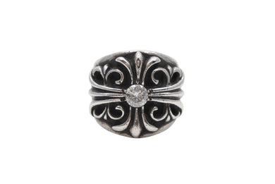 CHROME HEARTS クロムハーツ KEEPER RING 1DIA キーパーリング 1ダイヤ 指輪 重量約18.5g サイズ16号 シルバー 美品 中古 4b007679