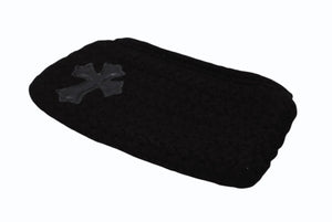 極美品 CHROME HEARTS クロムハーツ ジッパーチェンジ ポーチ クロスパッチ レザー カシミヤ シルバー925 ブラック 中古 4b007681