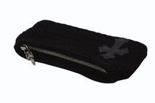Load image into Gallery viewer, 極美品 CHROME HEARTS クロムハーツ ジッパーチェンジ ポーチ クロスパッチ レザー カシミヤ シルバー925 ブラック 中古 4b007681