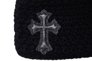 極美品 CHROME HEARTS クロムハーツ ジッパーチェンジ ポーチ クロスパッチ レザー カシミヤ シルバー925 ブラック 中古 4b007681