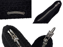 Load image into Gallery viewer, 極美品 CHROME HEARTS クロムハーツ ジッパーチェンジ ポーチ クロスパッチ レザー カシミヤ シルバー925 ブラック 中古 4b007681
