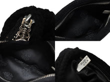 Load image into Gallery viewer, 極美品 CHROME HEARTS クロムハーツ ジッパーチェンジ ポーチ クロスパッチ レザー カシミヤ シルバー925 ブラック 中古 4b007681