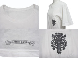 CHROME HEARTS クロムハーツ ヴァインダガー 半袖Tシャツ サイズS ホワイト ブラック バックプリント コットン 美品 中古 4b007684